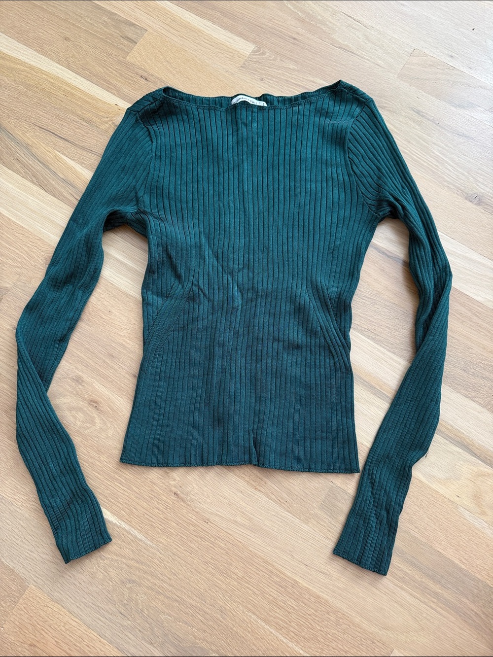 Abercrombie & Fitch Forest Green Ribbed Long-Sleeve Crew